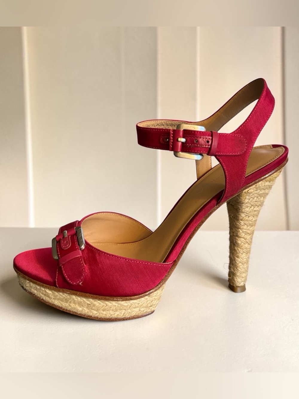 Via Spiga Rose Pink Satin Platform Espadrille Heel Sandals – Size 8M